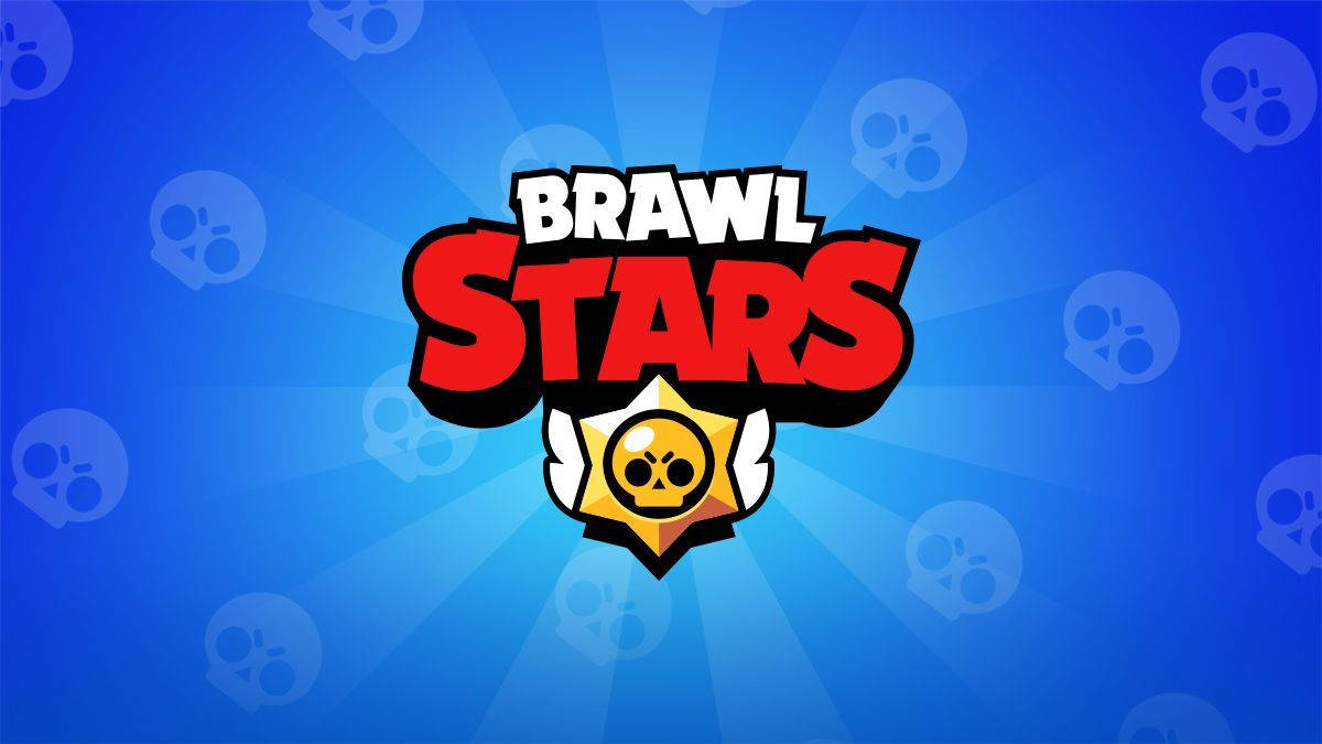 Brawl Stars 遊戲標誌，紅色文字和骷髏標誌在藍色背景上。