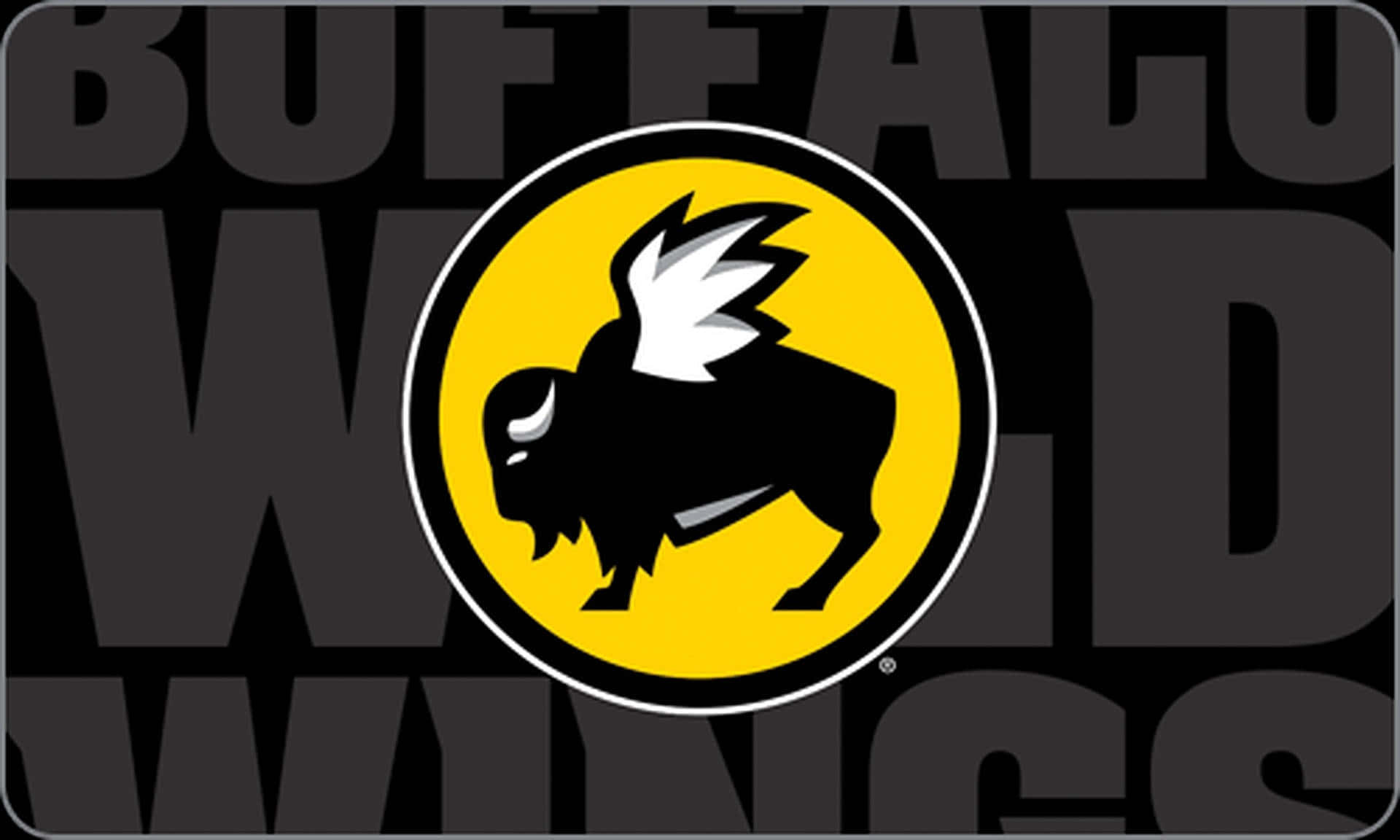 Buffalo Wild Wings 餐廳標誌，黃色圓圈內有帶翅膀的水牛。
