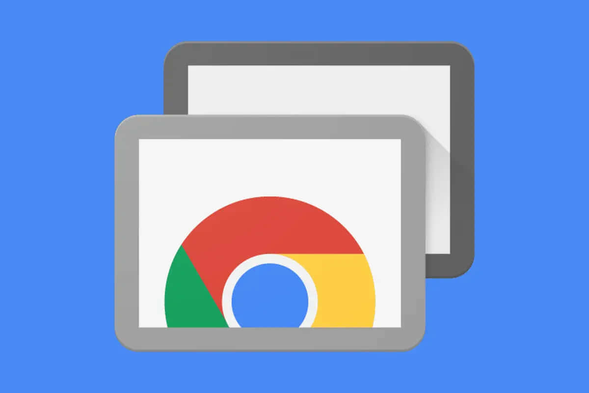 兩部平板電腦在藍色背景上顯示 Chrome 標誌。