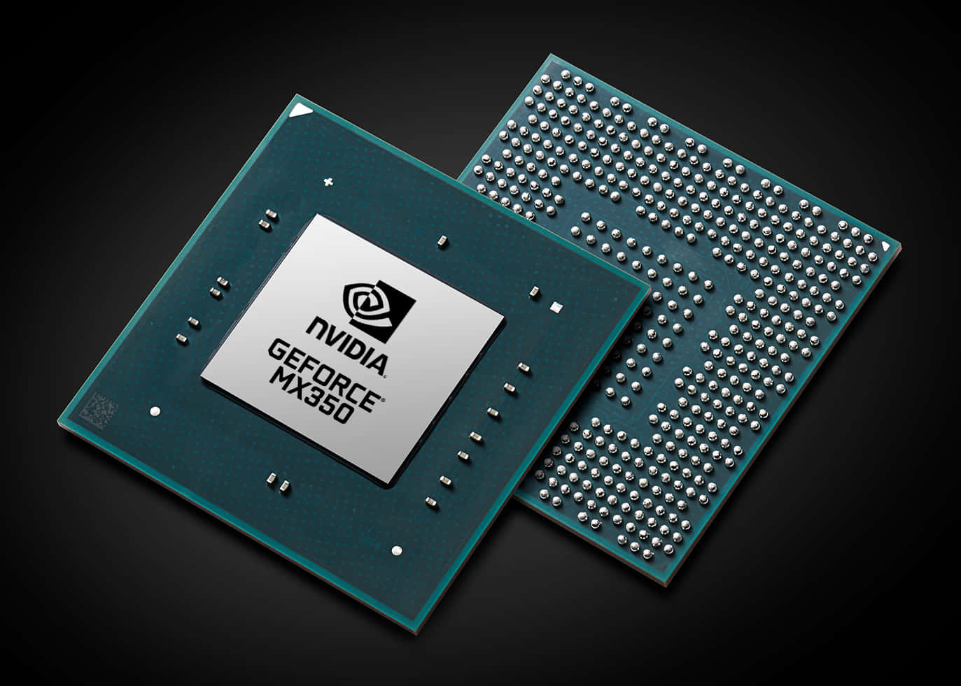 帶有焊球和電路的NVIDIA GeForce MX350顯示卡