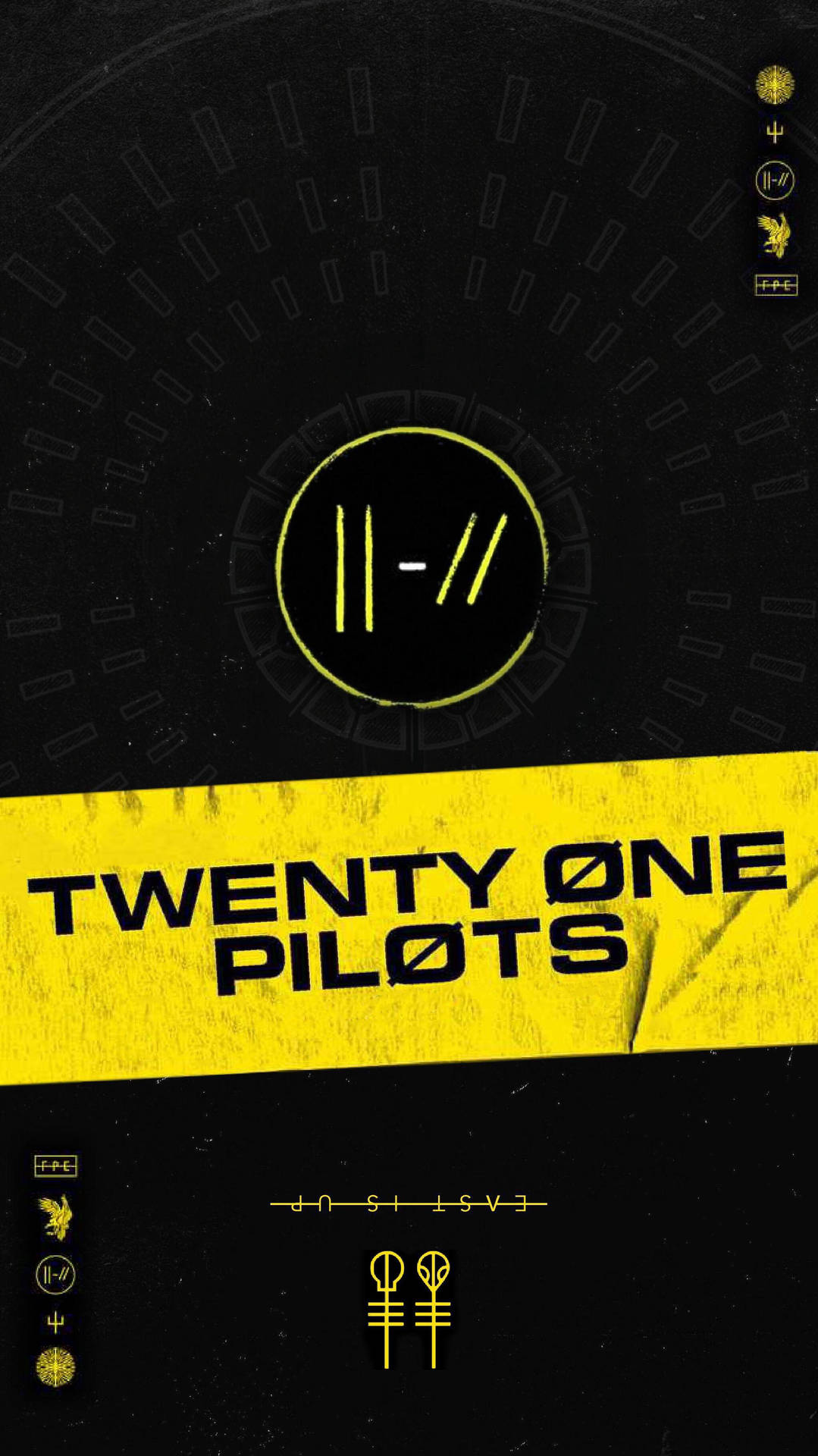 Twenty One Pilots 的專輯封面，黑色背景上帶有大膽的黃色文字。