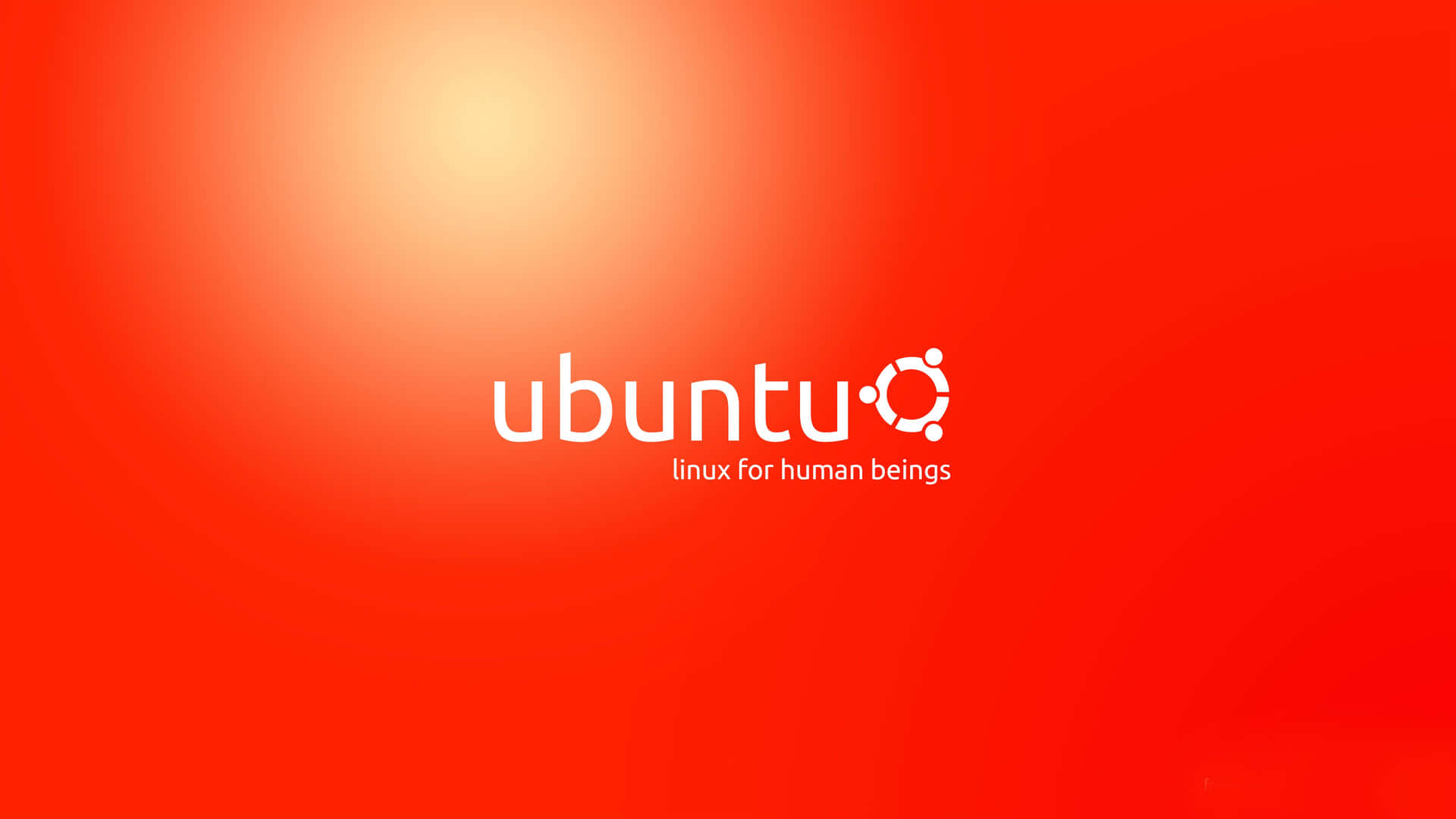 Ubuntu 標誌附有標語 linux for human beings，背景為紅色漸變