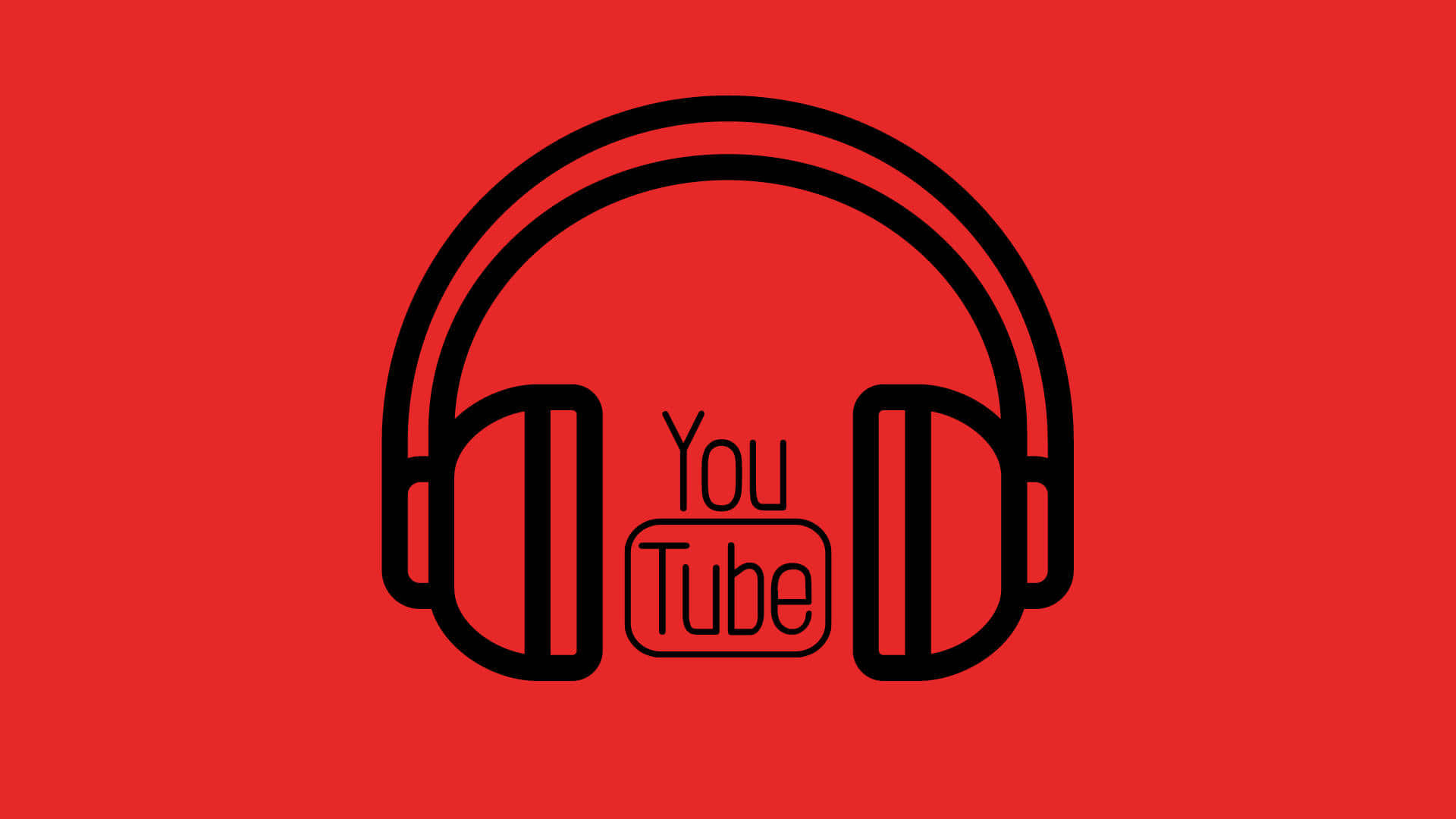 黑色耳機圖示，帶有 YouTube 標誌，紅色背景