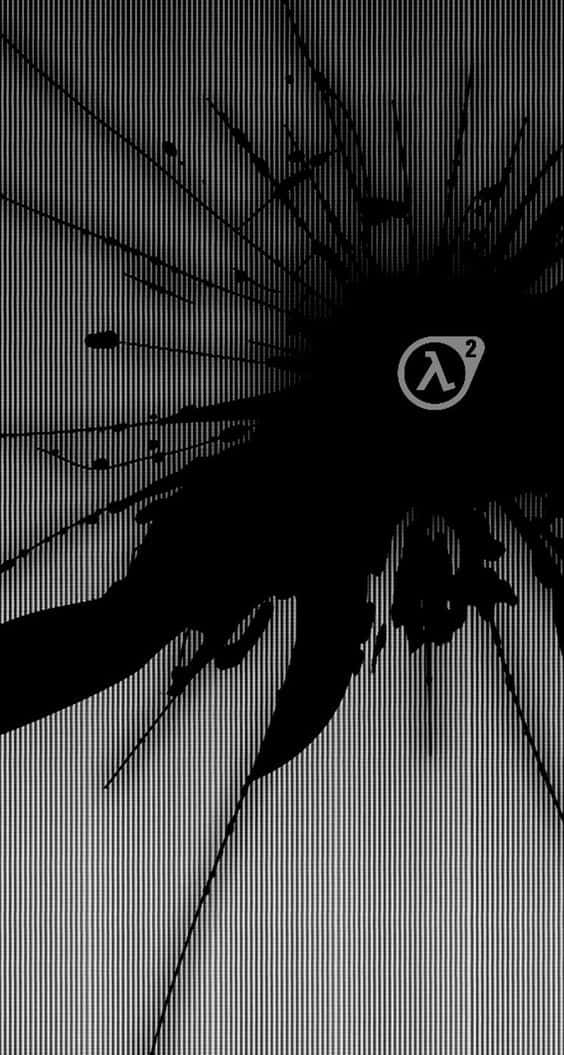 以 lambda 符號為中心的爆炸黑白圖形。