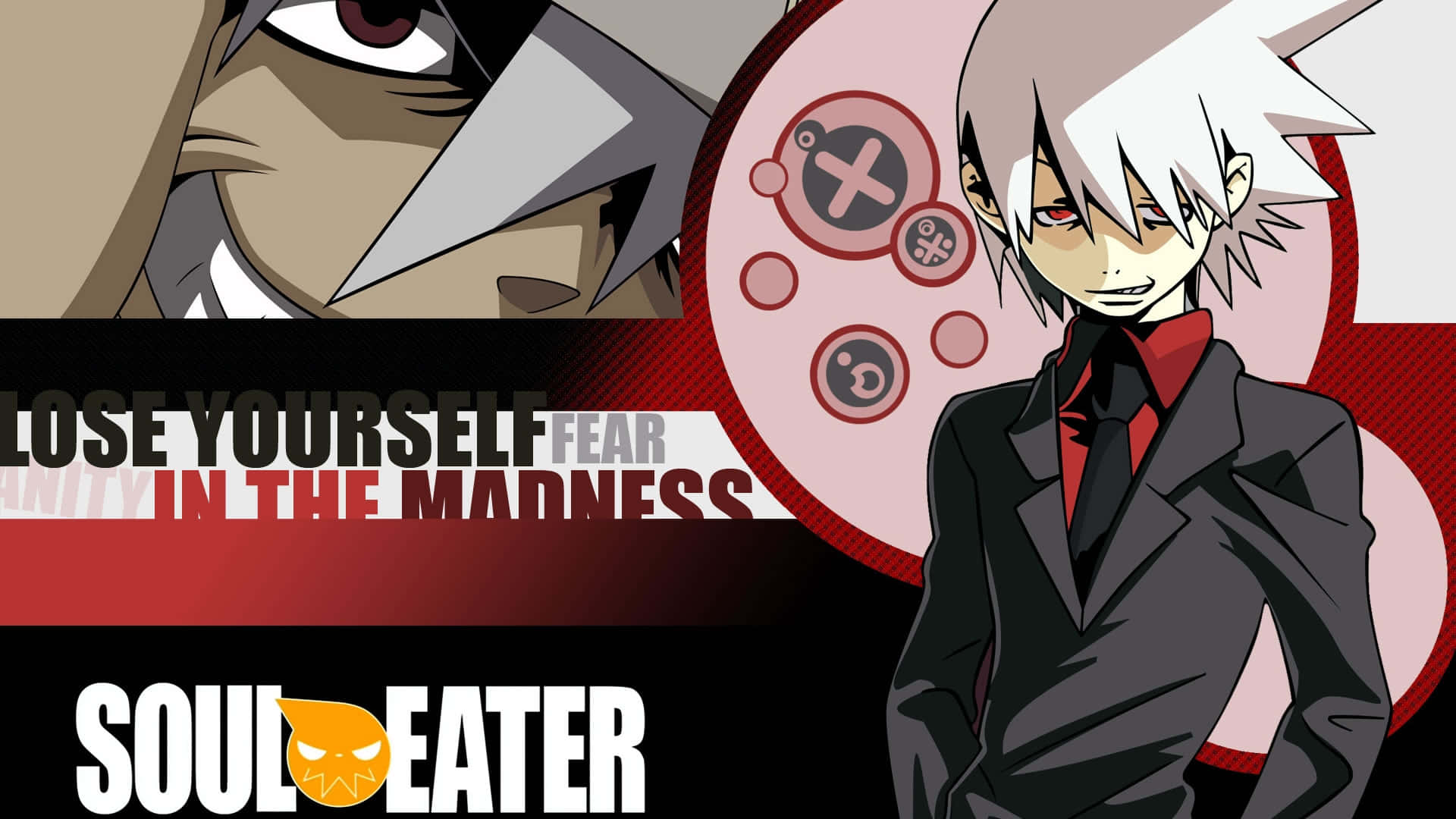 Soul Eater 動漫角色，帶有遊戲控制器和大膽文字