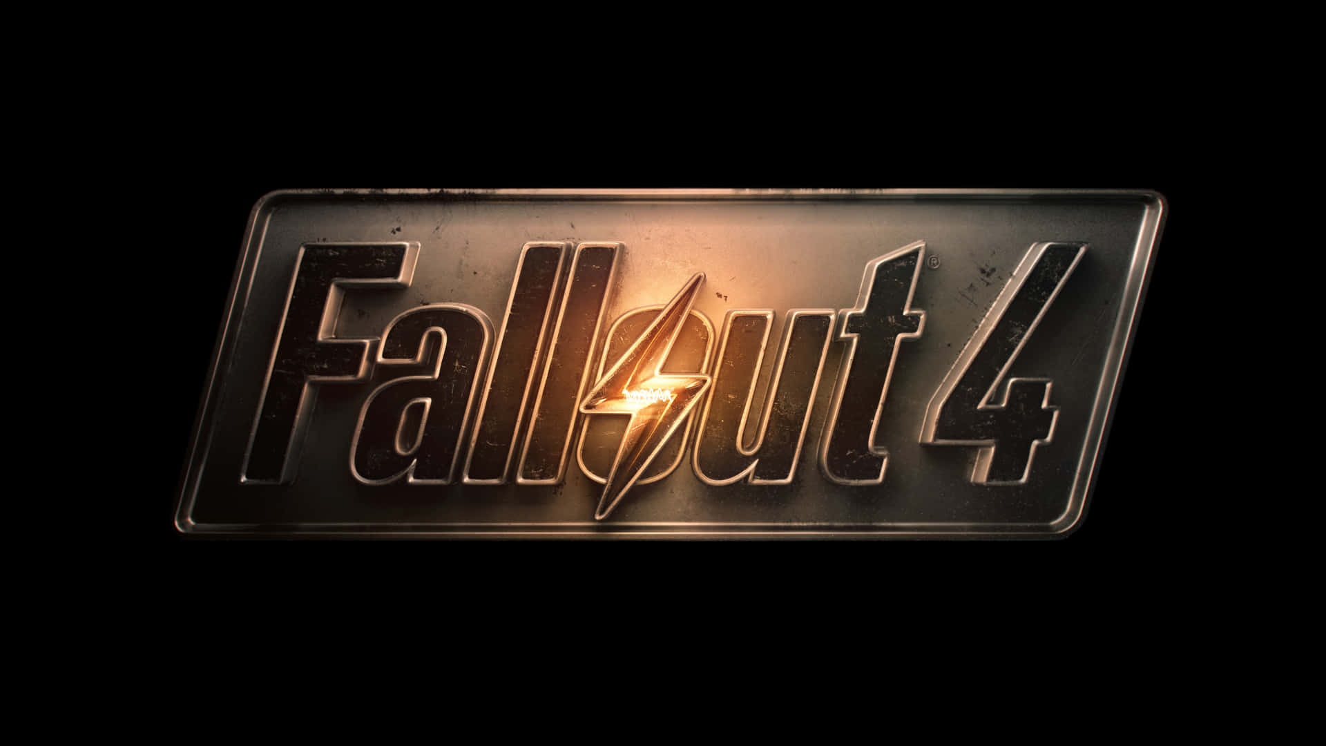 深色背景上帶有發光閃電的 Fallout 4 遊戲標誌