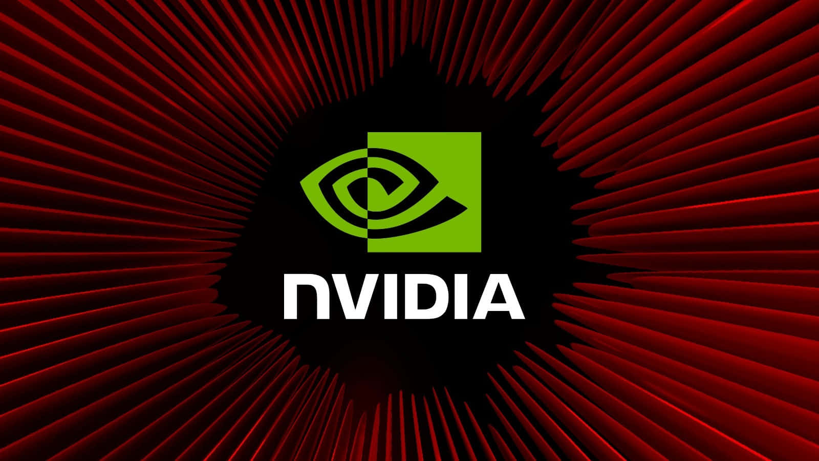 Nvidia 標誌帶有向外輻射的紅色放射線。