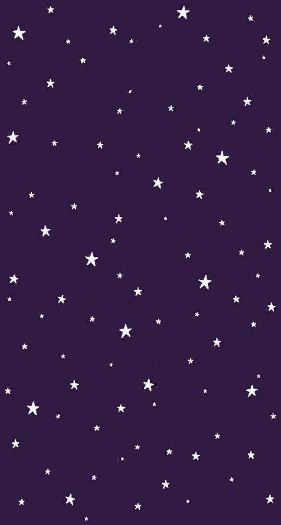 紫色夜空，白色星星散落在畫布上。