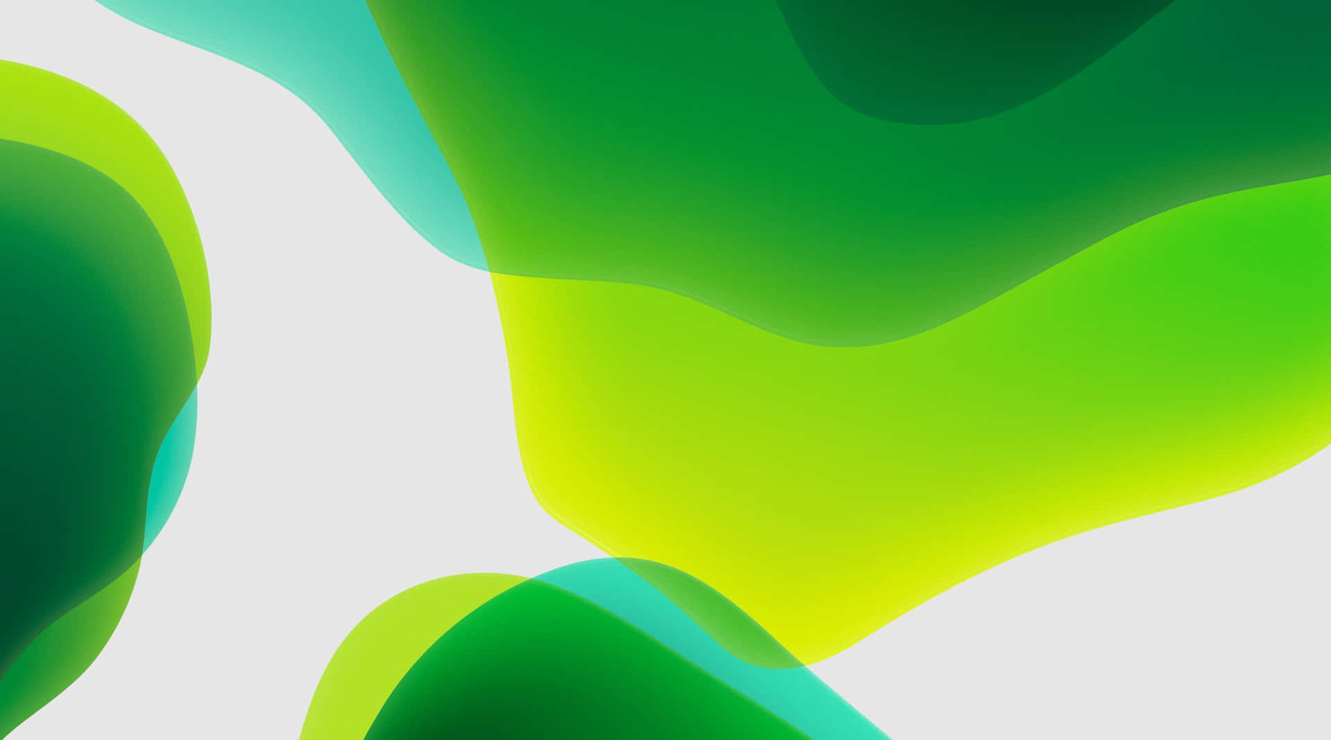 抽象數位藝術作品，白色背景上帶有流動的綠色形狀。