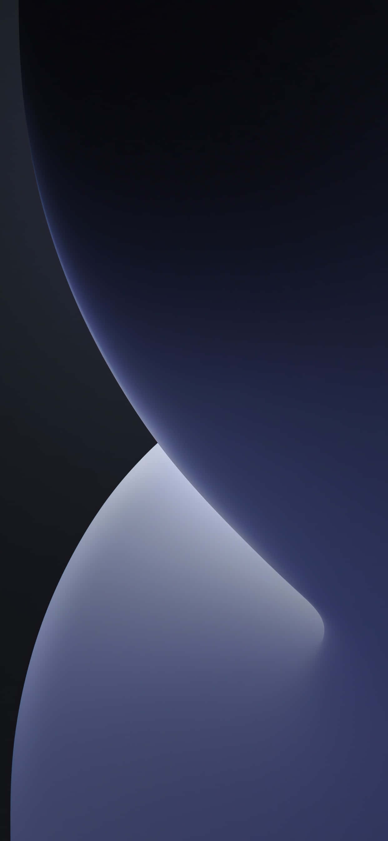 體驗蘋果 iPhone 11 Pro 黑色版的極致之美 壁紙 — 深藍色和黑色的平滑曲線形狀的極簡抽象構圖，帶有柔和發光的高光。
