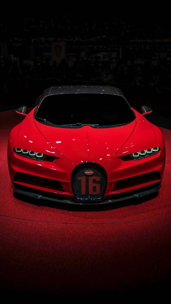紅色Bugatti Chiron Super Sport 16在車展上展出
