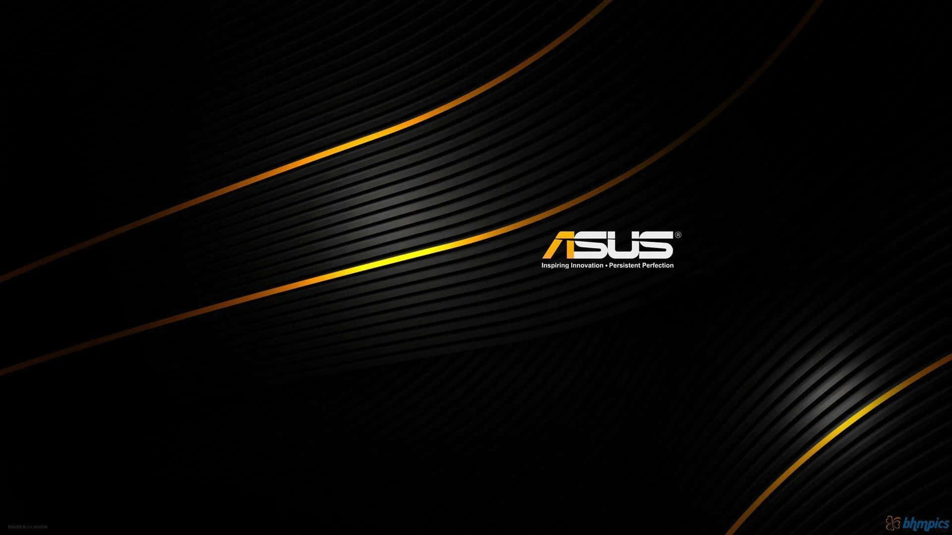 黑色背景上帶有金色線條的 ASUS 標誌