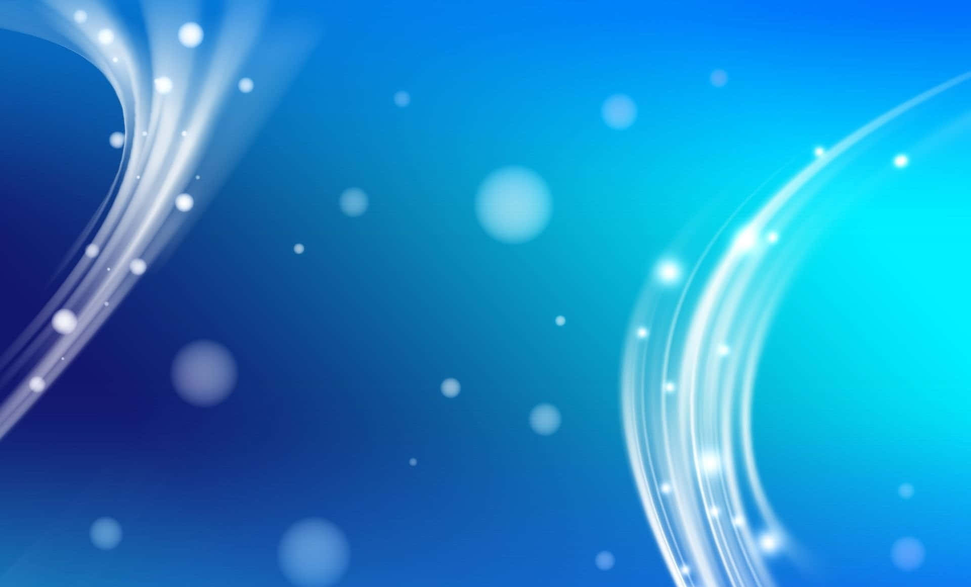 帶有發光白色曲線和漂浮燈光的抽象藍色背景。