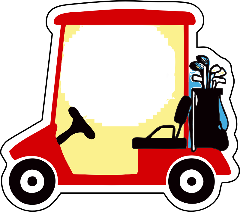 高爾夫球車與球桿向量插圖 壁紙