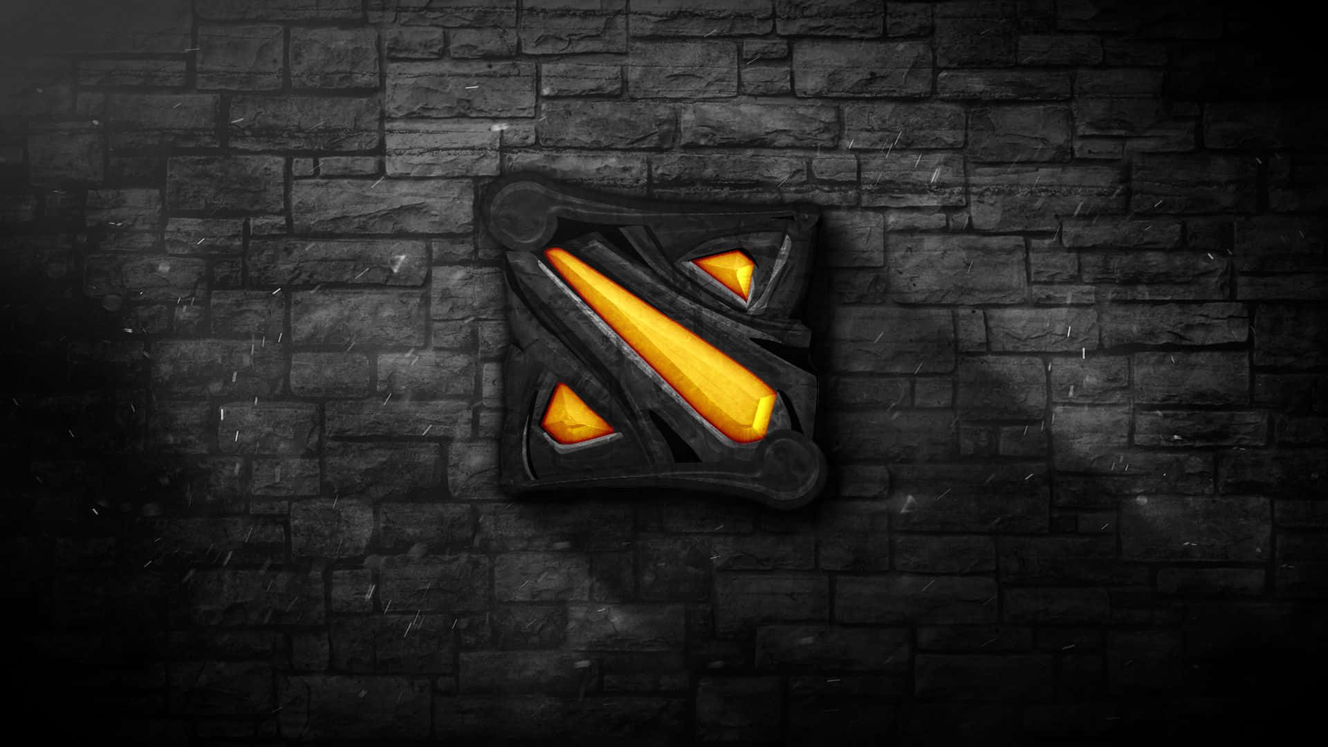 Dota 2 標誌在黑暗的石牆上發光