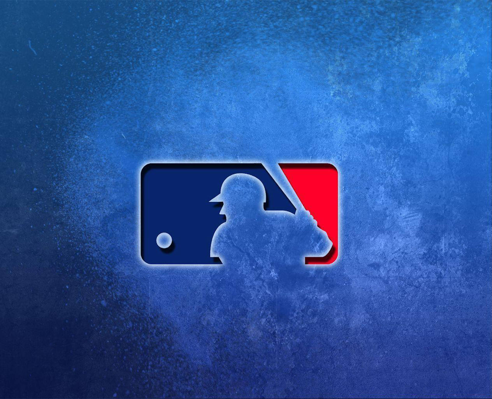 MLB棒球標誌，擊球手剪影，紋理藍色背景。