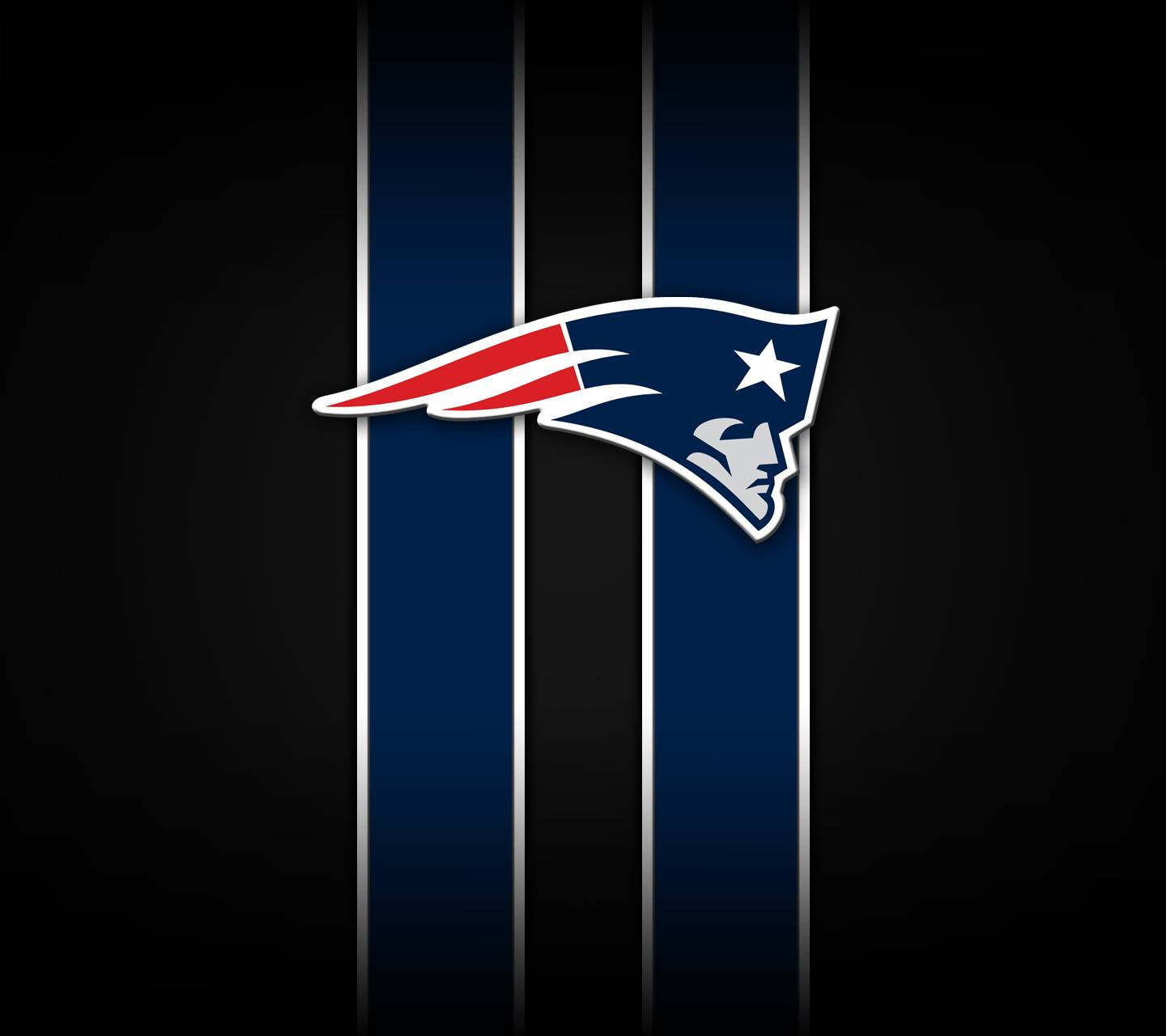 新英格蘭愛國者隊NFL標誌在藍色和銀色垂直條紋上。