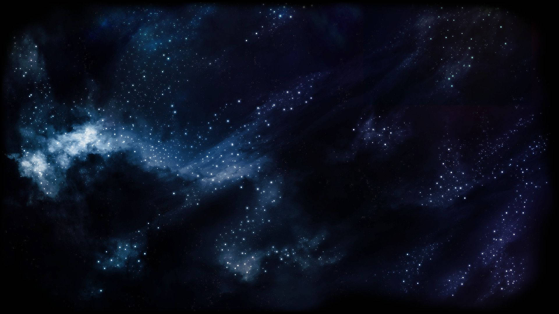 廣闊的宇宙場景，深空中發光的藍色星雲和散落的星星。