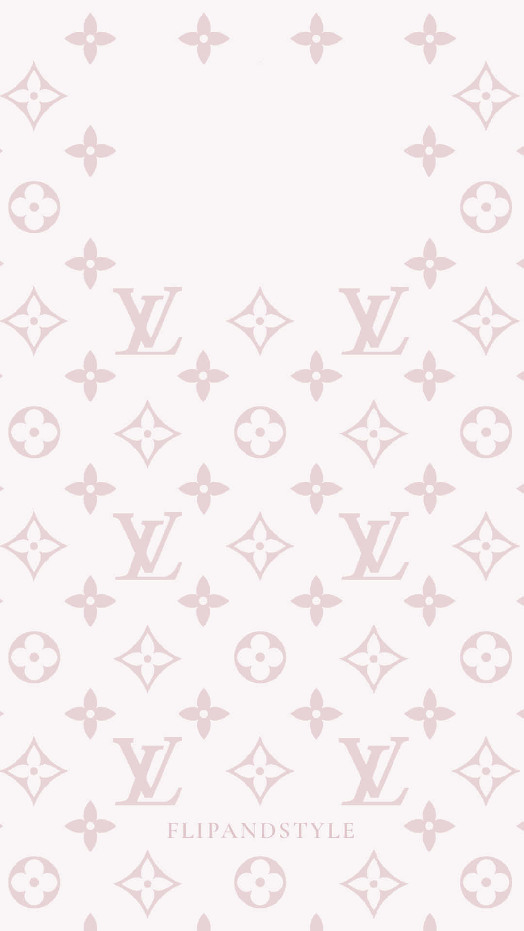 極簡粉紅色 Louis Vuitton 字母圖案牆紙設計。