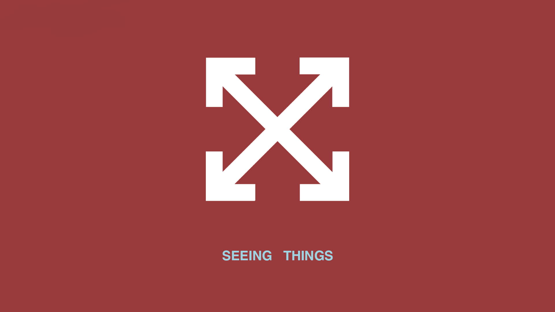 白色四箭標誌在勃艮第背景上，帶有文字 seeing things