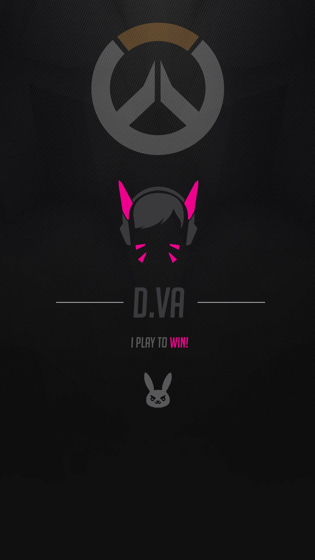 Overwatch D.Va 角色標誌，帶有粉紅色角和口號 I PLAY TO WIN。