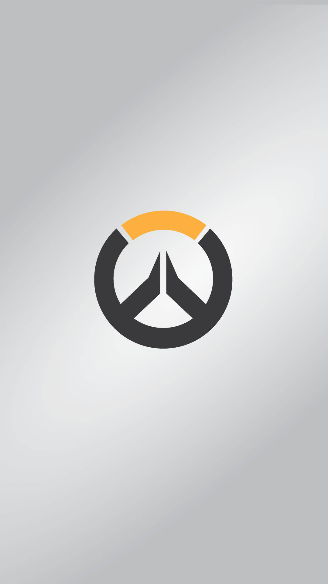 灰色漸變背景上的黑色和橙色Overwatch標誌。