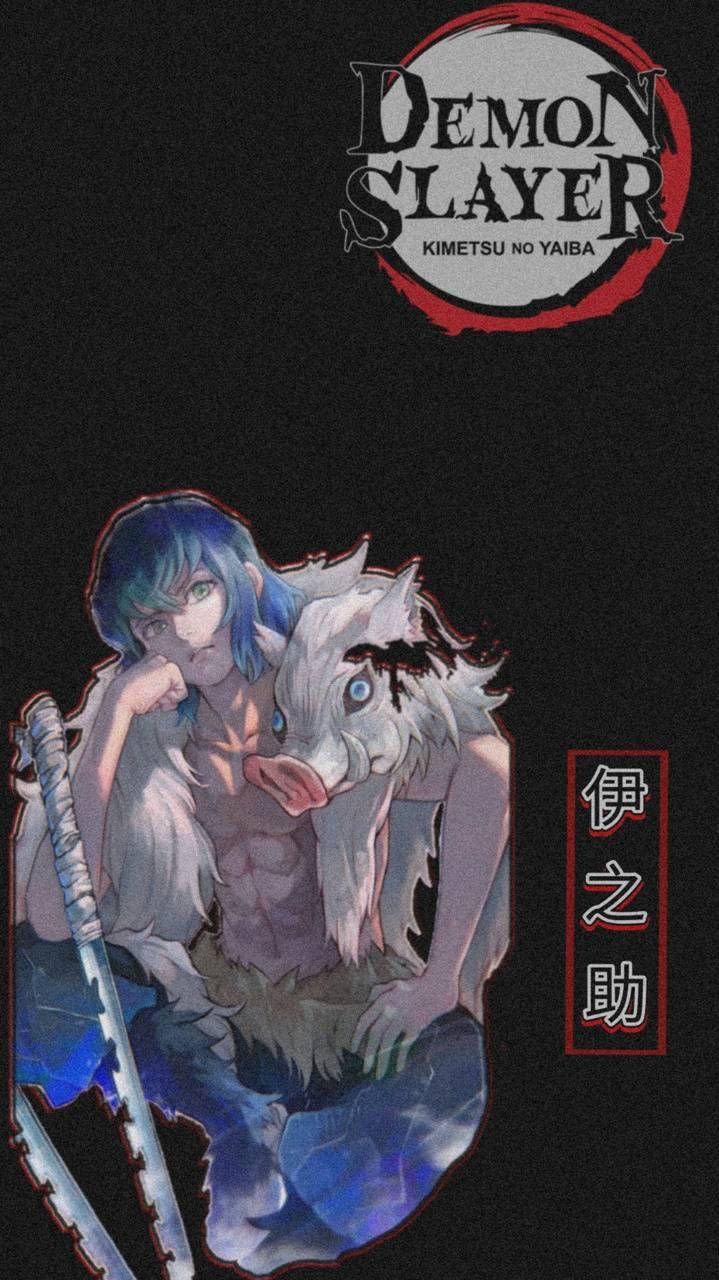 藍髮和野豬惡魔的動漫角色持劍。