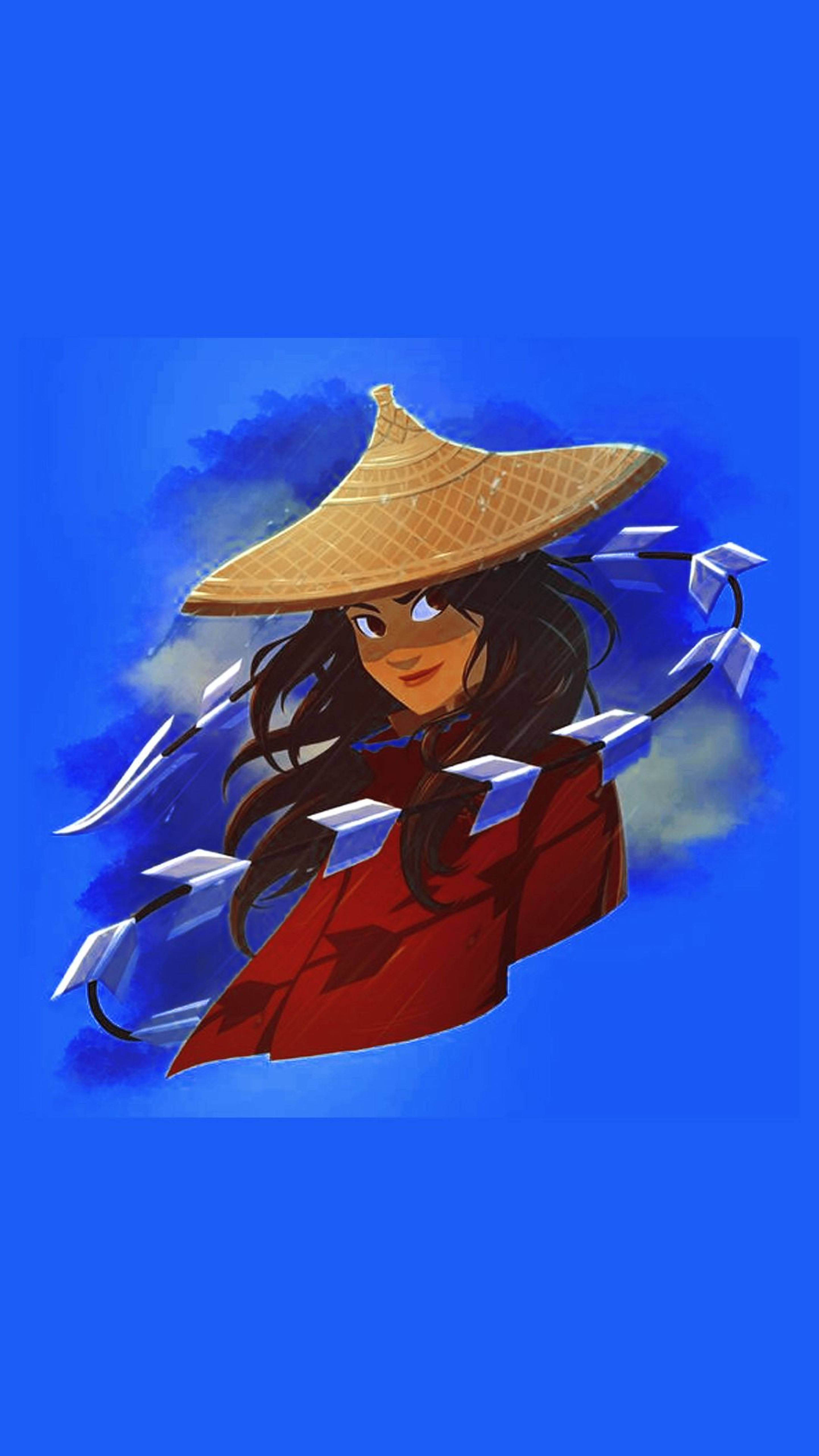 《魔海奇緣》雷亞藍色雨天肖像畫 壁紙 — 一個自信的動漫戰士，戴著草帽和紅色長袍，在充滿活力的藍天中飛翔，身後有紙飛機尾隨。