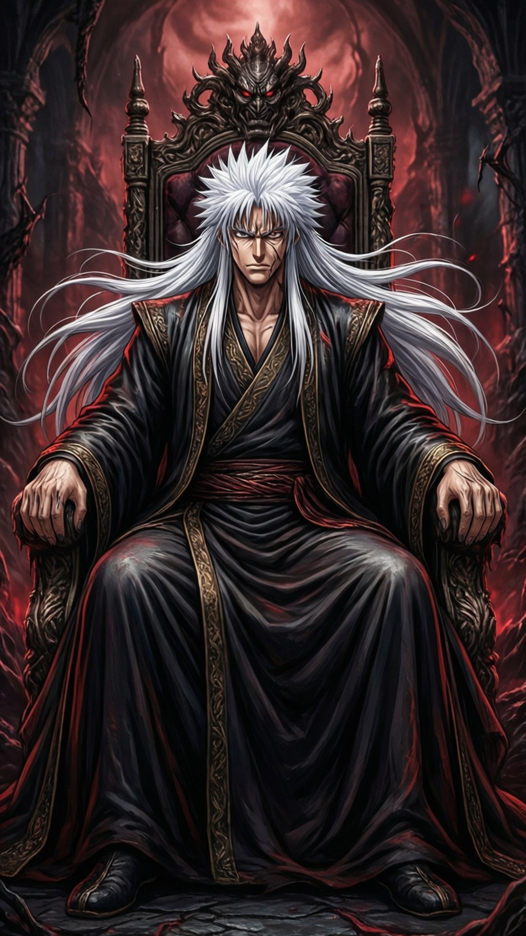 魔界之王幽助坐於王座 壁紙