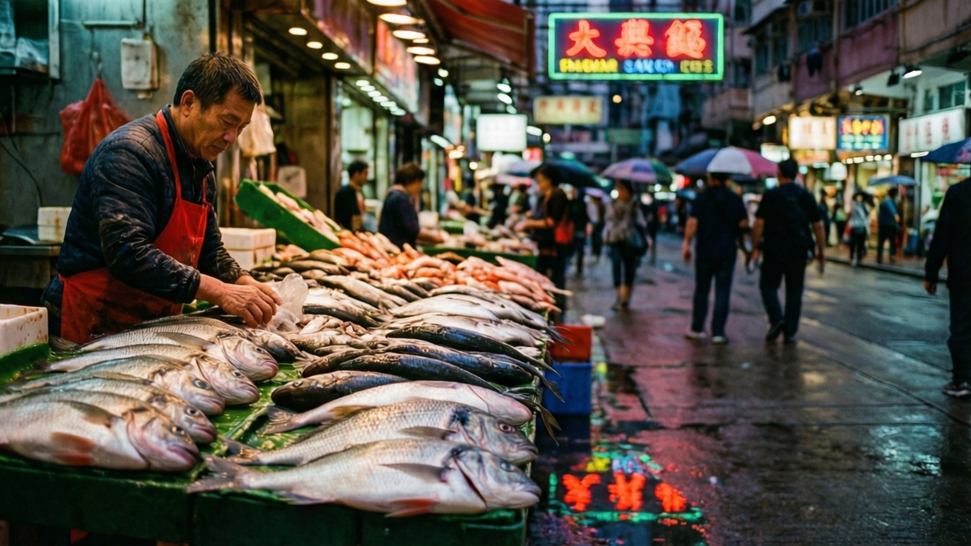 魚市場霓虹光 壁紙