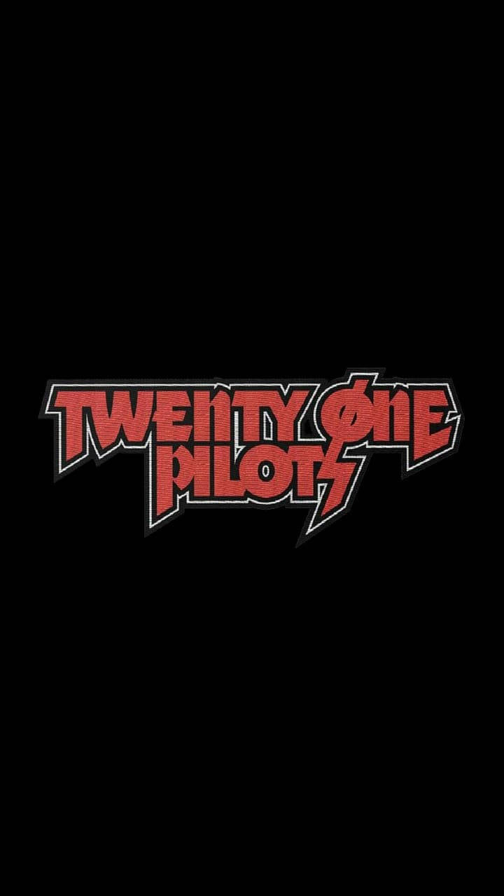 Twenty One Pilots 壁紙 — 鮮紅色紋理 Twenty One Pilots 標誌居中於樸素黑色背景上，帶有銳利黑色輪廓。