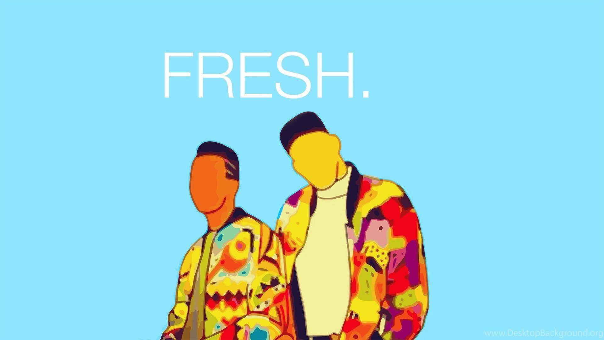 兩個插圖人物穿著鮮豔的圖案外套，上方有FRESH字樣。