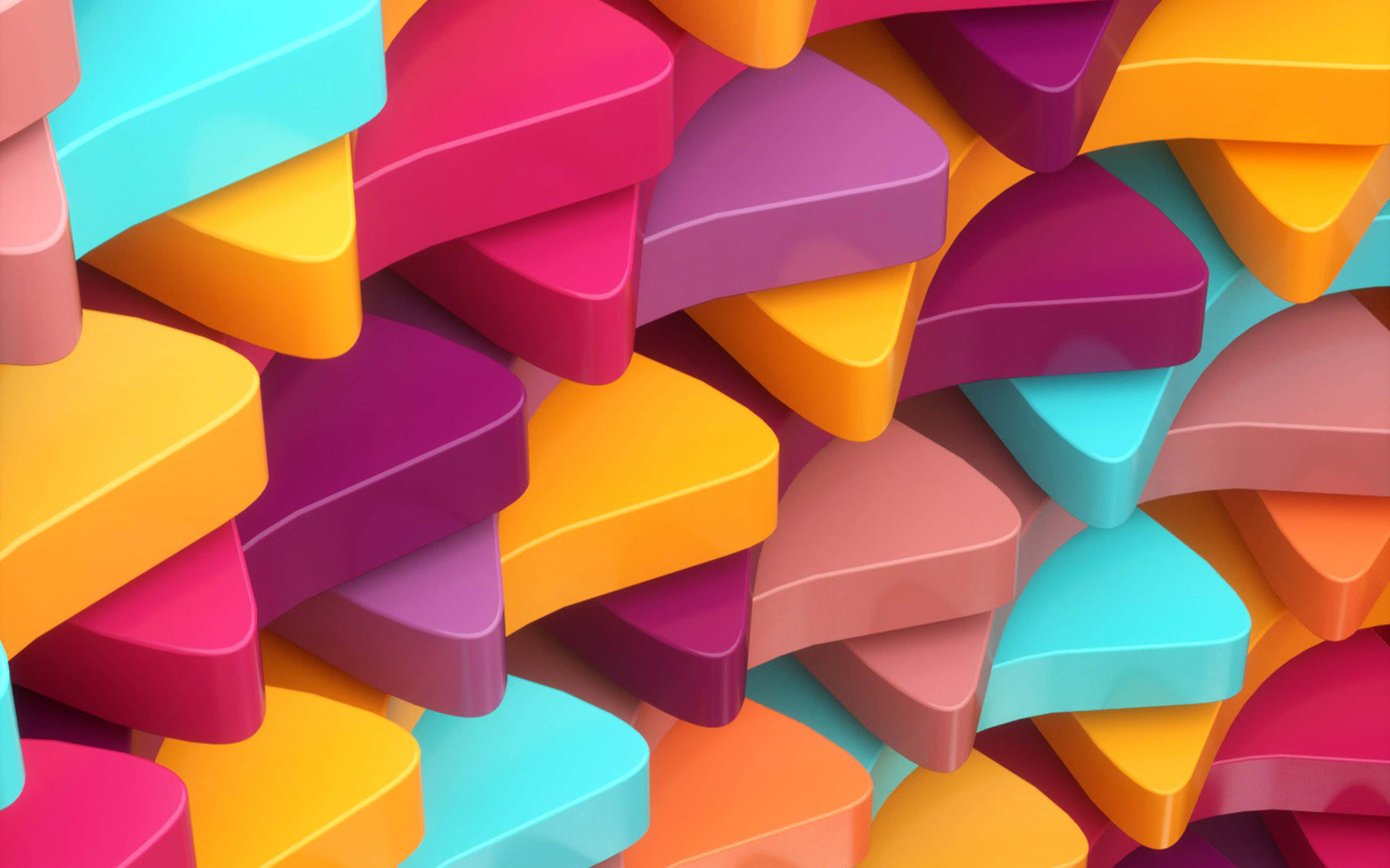 3d Abstract 桌布 壁紙 — 鮮豔光澤的幾何形狀以大膽色彩創造出動態的抽象3D渲染圖案。