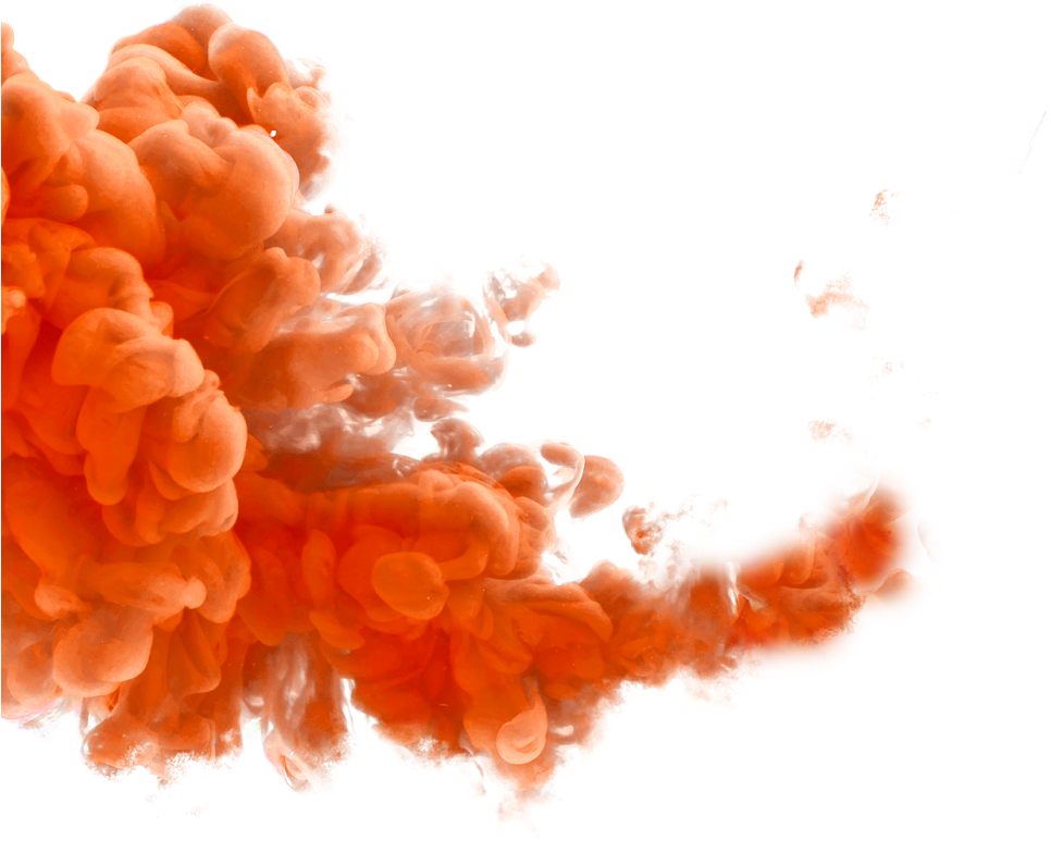 鮮豔橙色墨水爆裂 壁紙 — 鮮豔的橙色墨水在漆黑的背景上動態綻放，形成流暢的抽象爆炸效果。