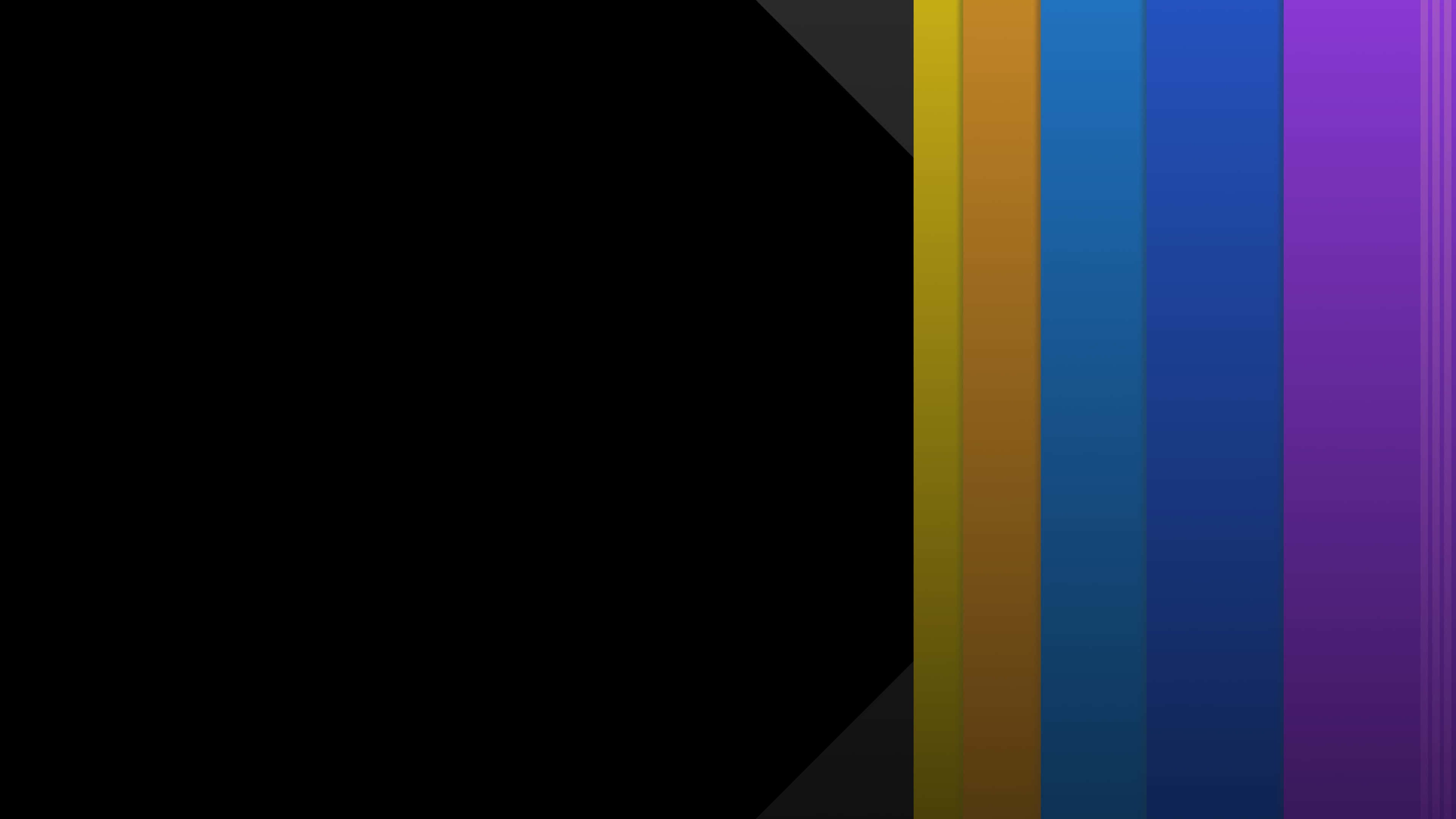 Minimalist Colorful 桌布 壁紙 — 鮮豔的垂直彩色條紋在純黑色背景上從黃色過渡到紫色。
