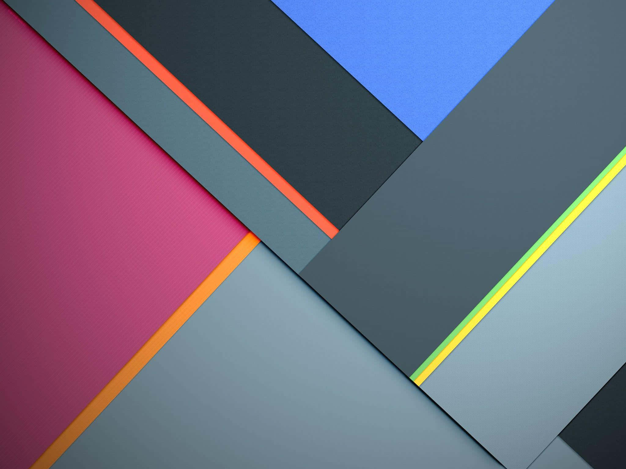 Minimalist Geometric 桌布 壁紙 — 鮮豔的幾何形狀以大膽的色彩在銳角處相交，創造出動態的抽象構圖。