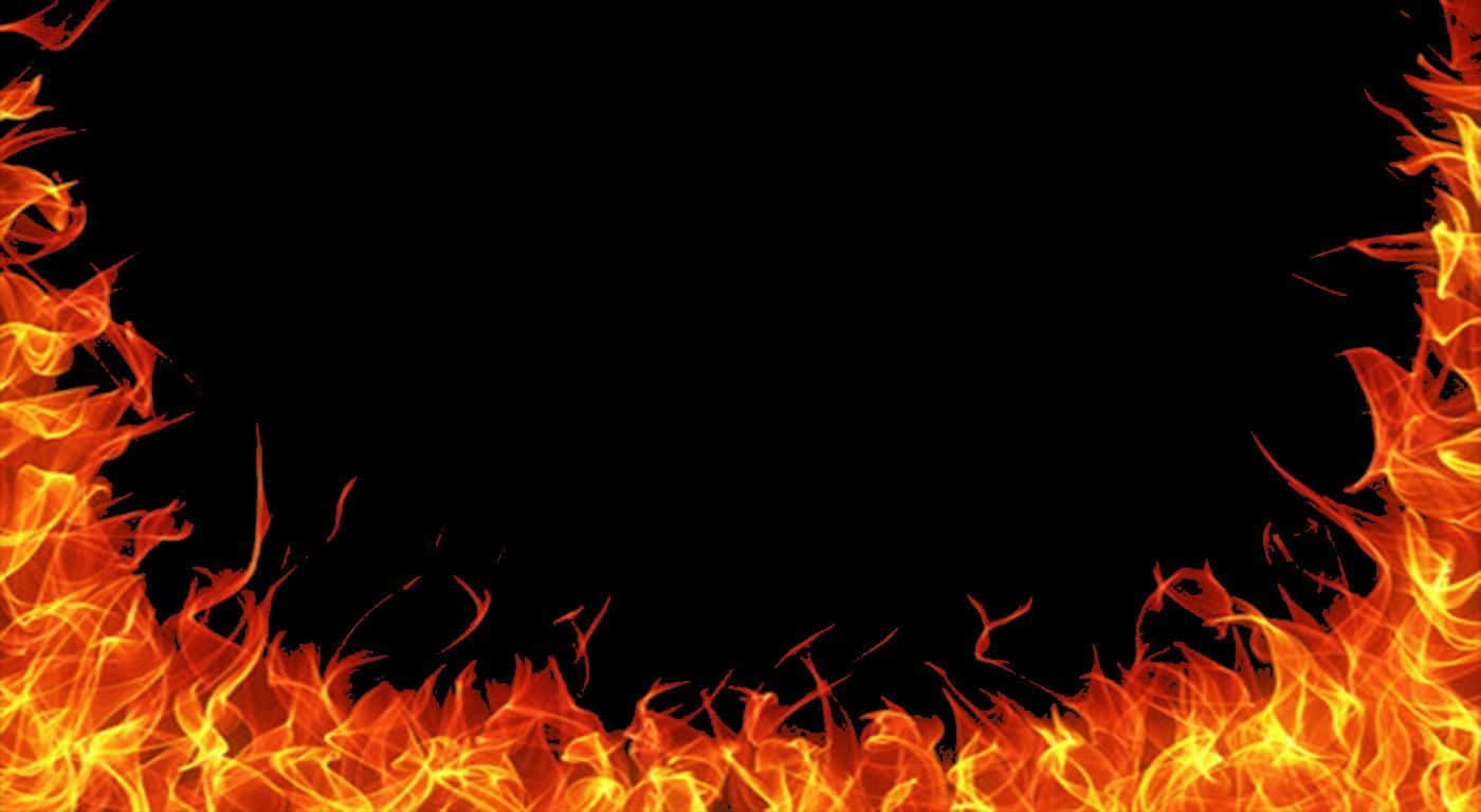 Flames 桌布 壁紙 — 鮮豔的橙色和黃色火焰在純黑背景上形成動態邊框。
