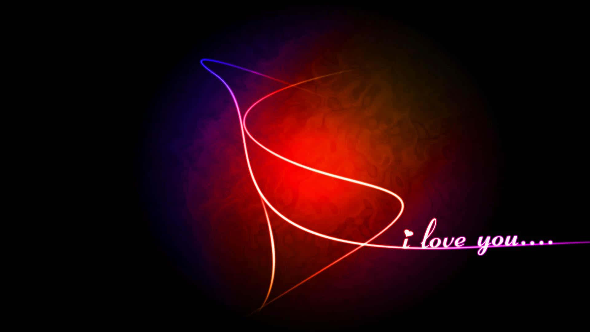 霓虹燈漩渦，帶有發光文字 i love you.... — 粉紅色心形動圖 壁紙