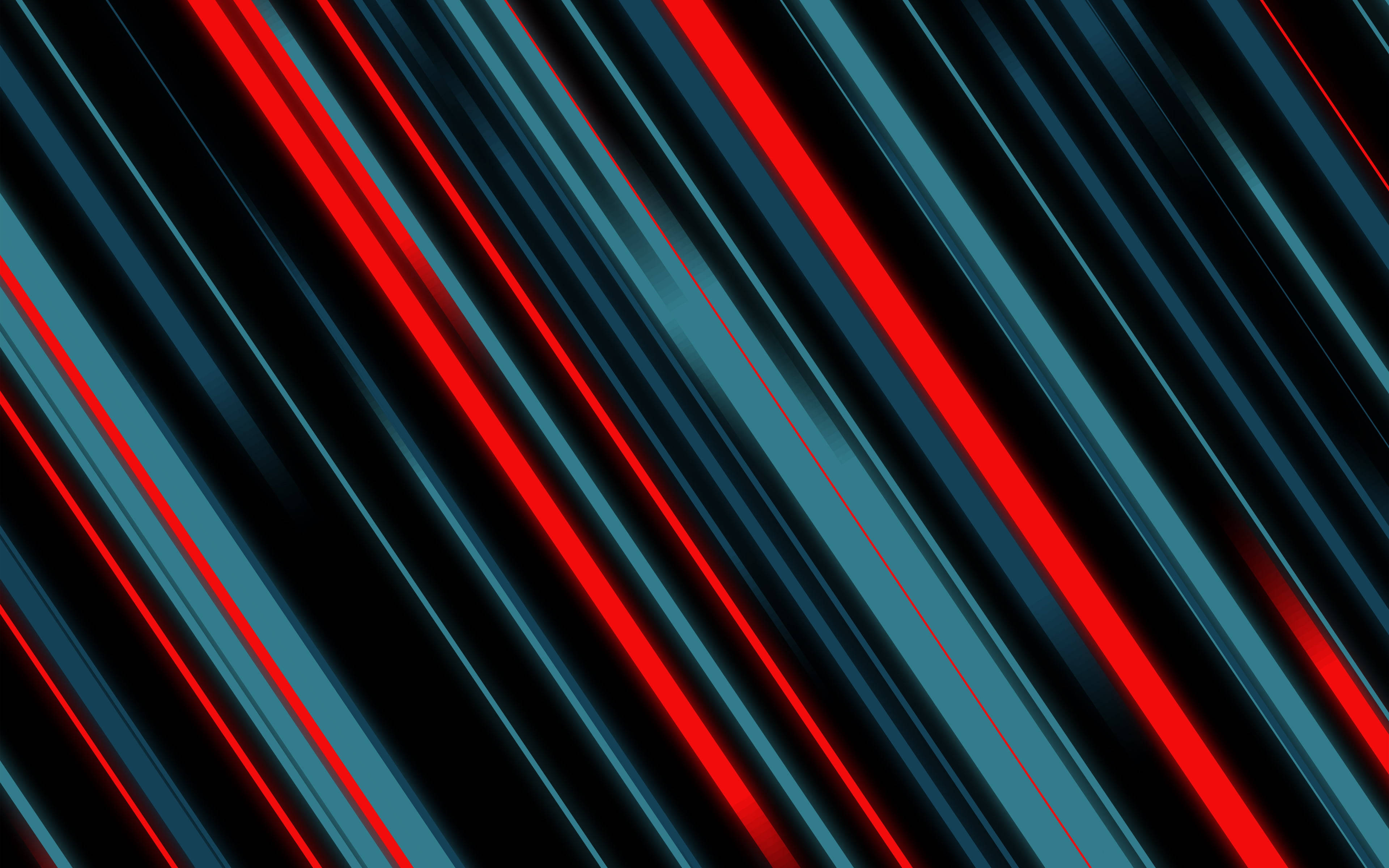 Material Design 桌布 壁紙 — 鮮豔的紅色和藍綠色斜條紋在黑色背景上形成大膽的數碼抽象圖案。