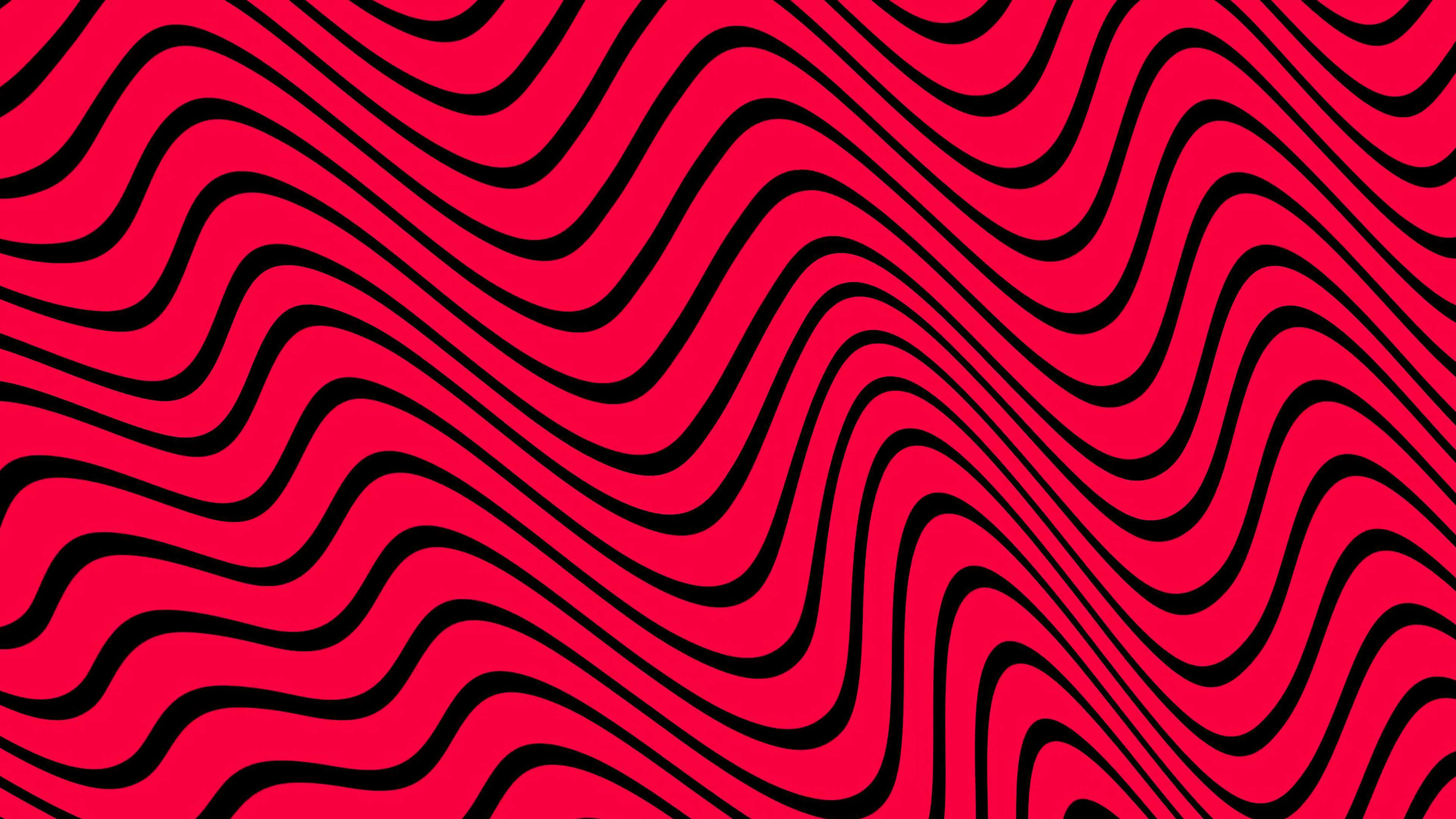 PewDiePie 桌布 壁紙 — 鮮豔的紅色和黑色波浪線創造出催眠般的錯視圖案。