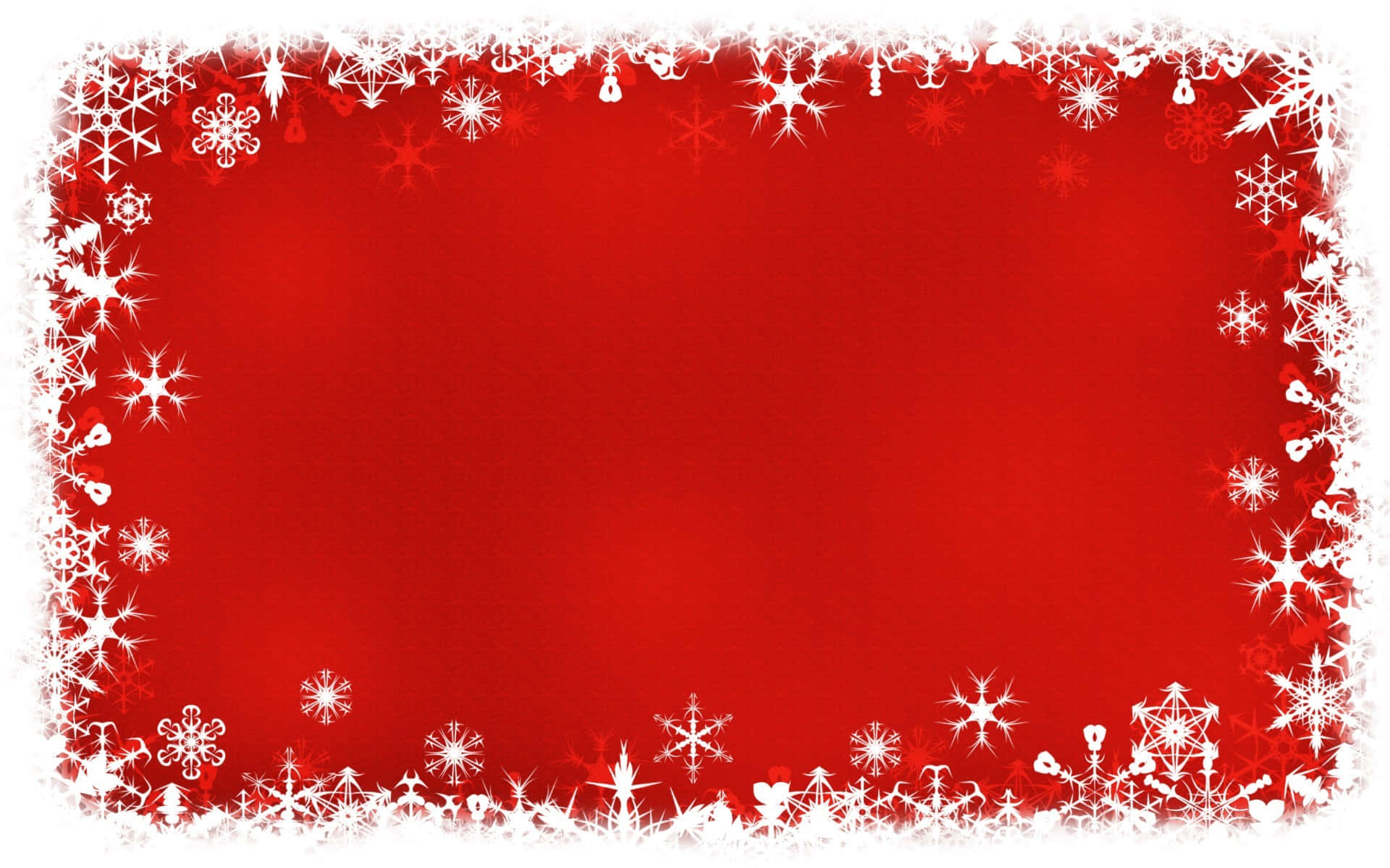 Red Aesthetic Christmas 桌布 壁紙 — 鮮豔的紅色背景，由精緻的白色雪花框起，營造出節日邊框。