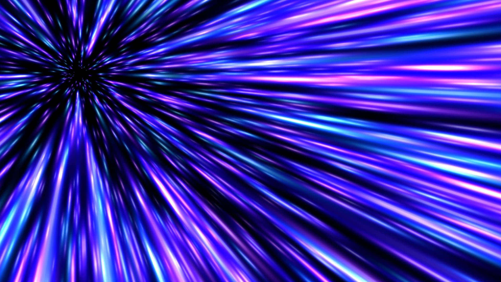 Interactive 桌布 壁紙 — 鮮豔的電藍色和紫色條紋從黑暗中心向外輻射，營造出動態的宇宙隧道效果。