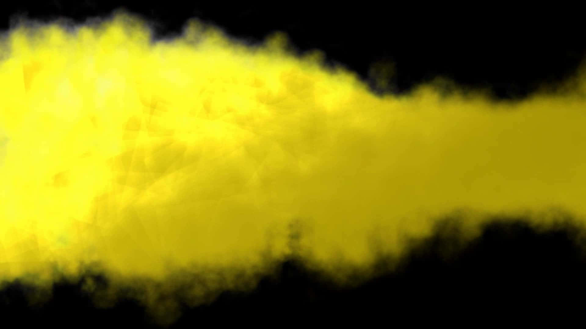 Cool Yellow 桌布 壁紙 — 鮮豔的黃色煙霧在純黑背景上翻騰，營造出大膽的抽象對比。
