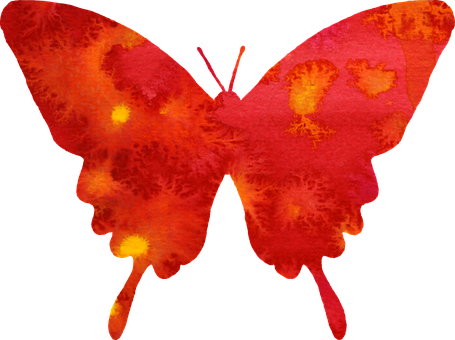 鮮豔紅色蝴蝶剪影