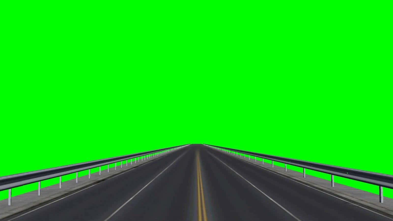 帶有綠色屏幕背景的空高速公路的數位渲染。