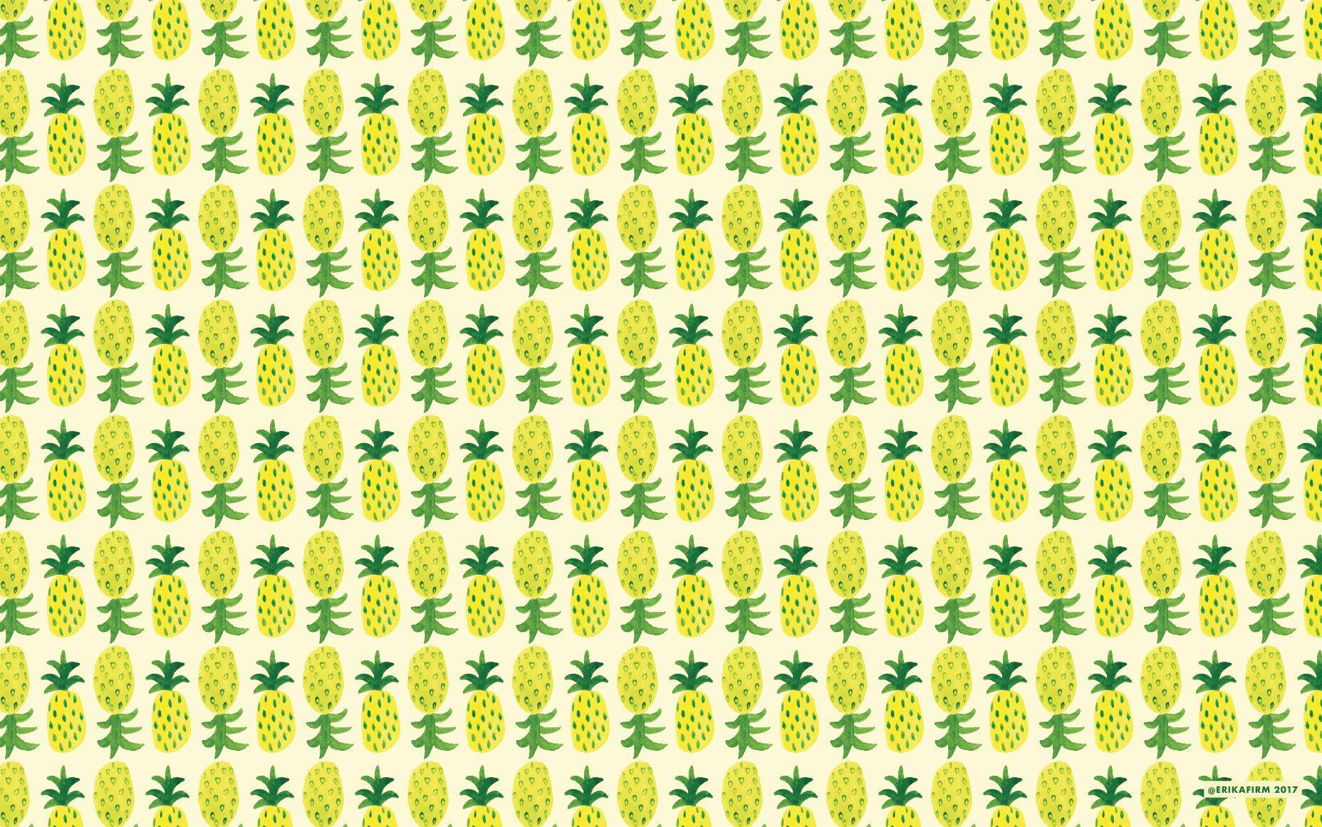 奶油色背景上重複卡通菠蘿的壁紙