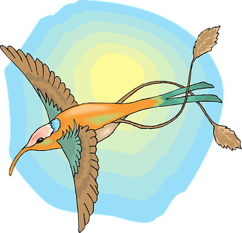 鳥兒逆光飛翔插畫 壁紙