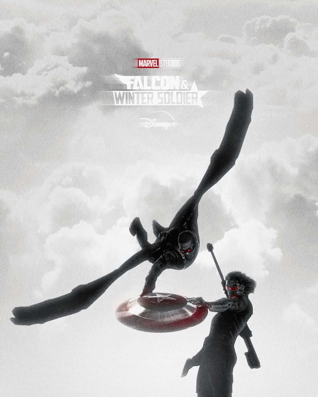 獵鷹與寒冬戰士在天空中以雲為背景戰鬥。