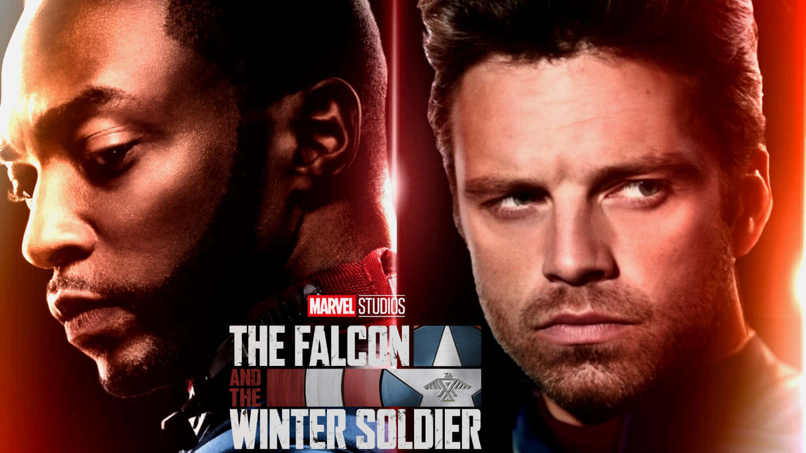 Falcon and Winter Soldier Marvel超級英雄海報，表情強烈。
