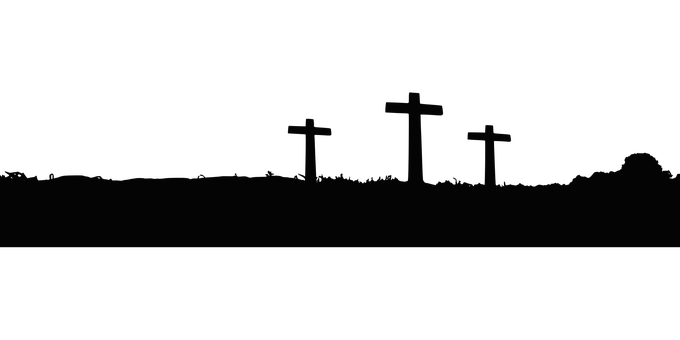 黃昏時分的十字架剪影 壁紙